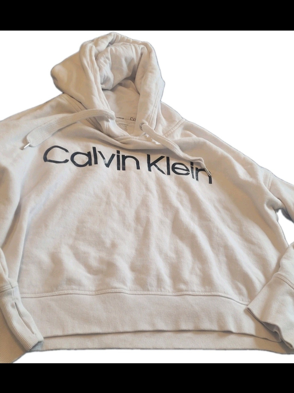 Calvin Klein Performance XL Cream Logo Pullover Hoodie Sweatshirt